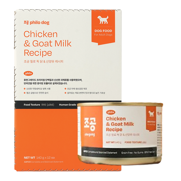 조공 어덜트 Philo DOG 습식사료, 닭, 140g, 12개