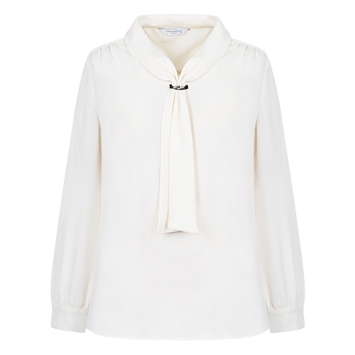 크로커다일 레이디 여성용 스카프 포인트 루즈핏 블라우스 CLCFBL106