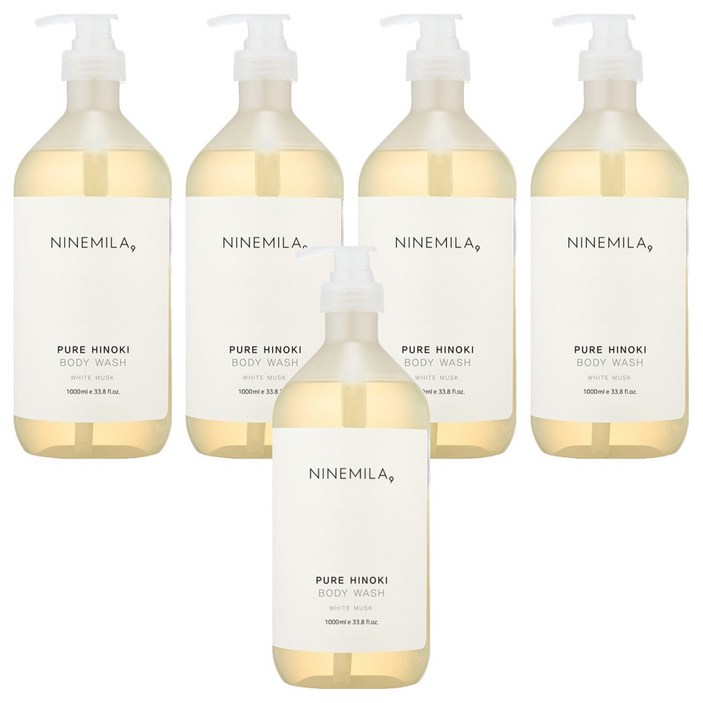 나인밀라 퓨어 히노끼 바디워시 화이트 머스크향, 1L, 5개