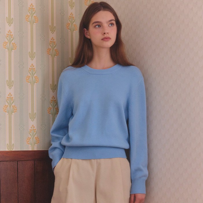 비키 여성용 하찌 라운드넥 세미 크롭 풀오버 TJUCX9903