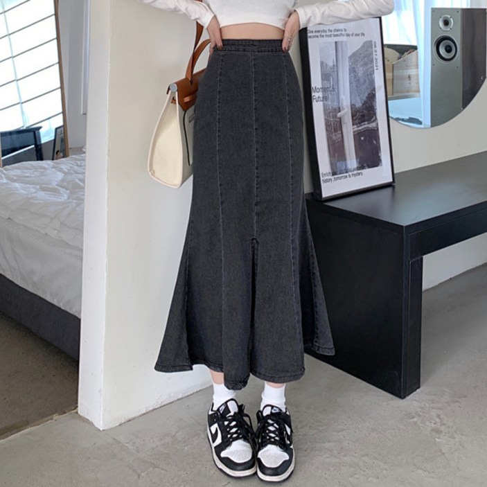 포플러앤씨 여성용 데이르 데님 머메이드 스커트 P24WSK102115