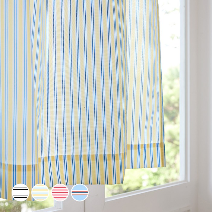 더자리 미드센츄리 모던스트라이프 가리개 커튼