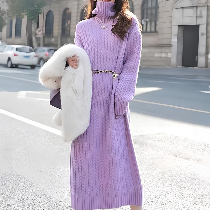 페이퍼먼츠 아르든 터틀넥 트위스트 니트 원피스 12116