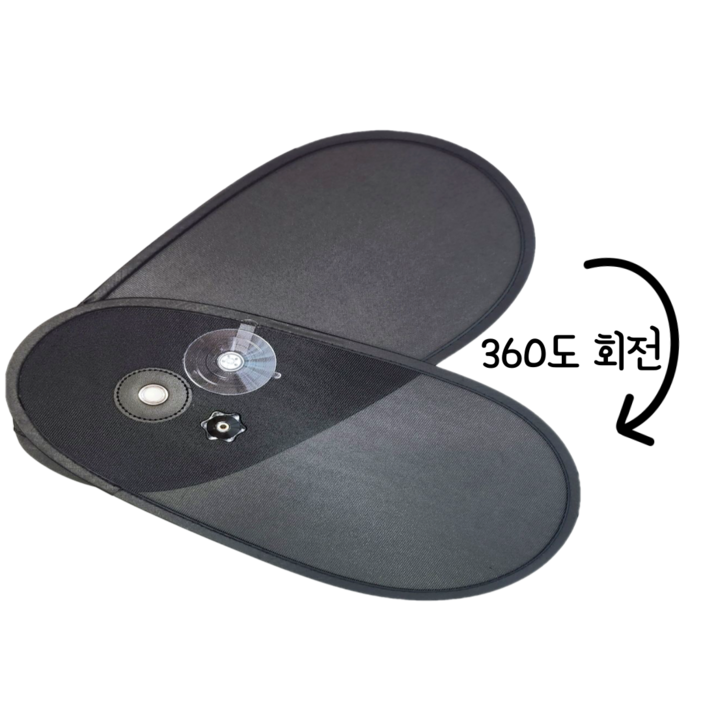 리앤유 차량 햇빛가리개 회전형 강력흡착식, 3개, 블랙