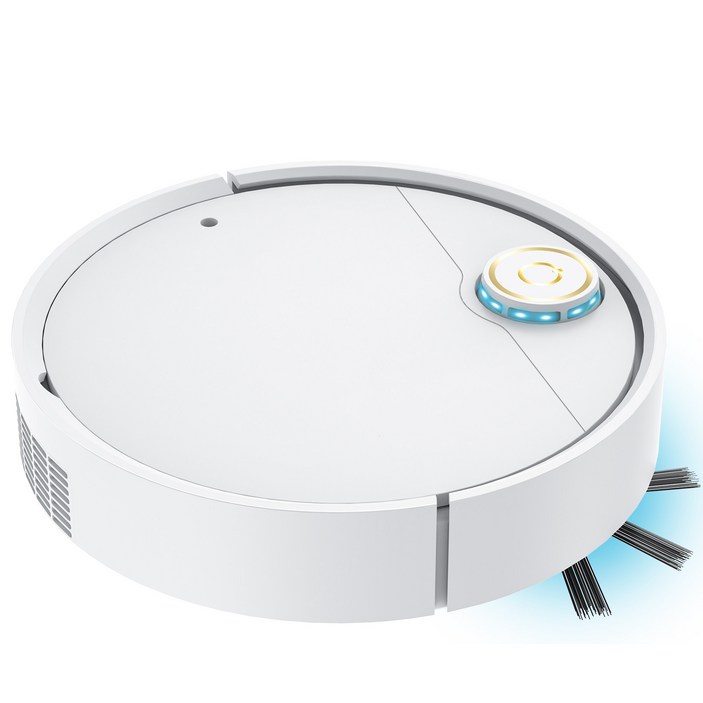 RUN기술 무선 스마트 로봇청소기 자동 진공 청소기 찜질 기능 USB충전, 화이트