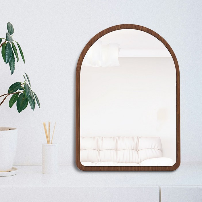 모바이브 탁상 거울 화장대 스탠드 벽걸이 원목 우드, 모바이브 거울 - 월넛