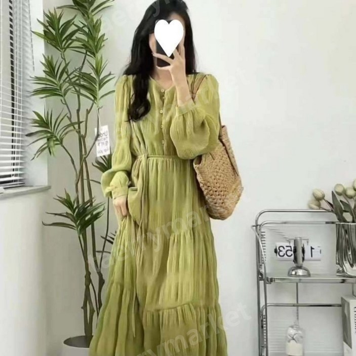 꽃무늬원피스 긴팔꽃무늬 쉬폰 Early Spring New Elegant Sweet Platycodon Gentle Dress Women