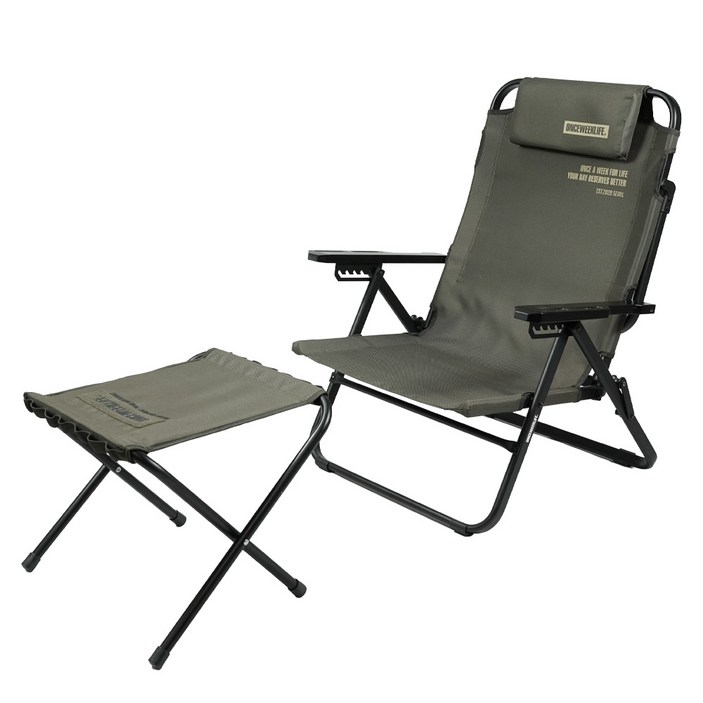 원스위크라이프 풀 리클라이너 침대 베드 체어, 1세트, 카키
