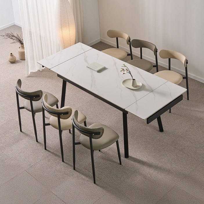 동서가구 캐빈 6인 확장형 포세린 세라믹 식탁세트 (의자6) DF645680