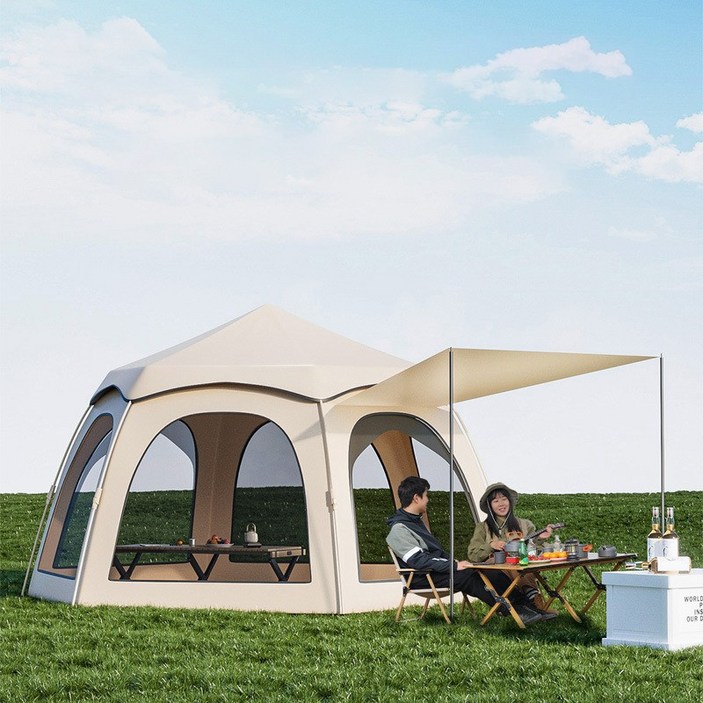 Surkat 원터치 육각 대공간 가족 텐트 대형 육각 돔텐트 자동 캠핑그늘막텐트