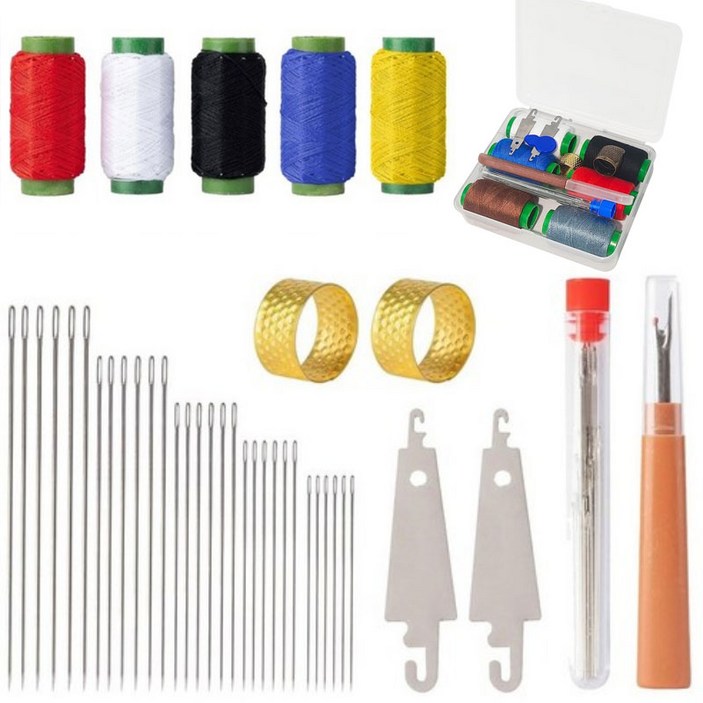 1세트=41개 1/1+1 의류재사용바늘세트 실 강철 바늘 세트 가정용 큰 바늘 구멍 재봉 도구 세트 가성비 36종 세트 가정용 실끼우개 셋트 사은품 랜덤 증정