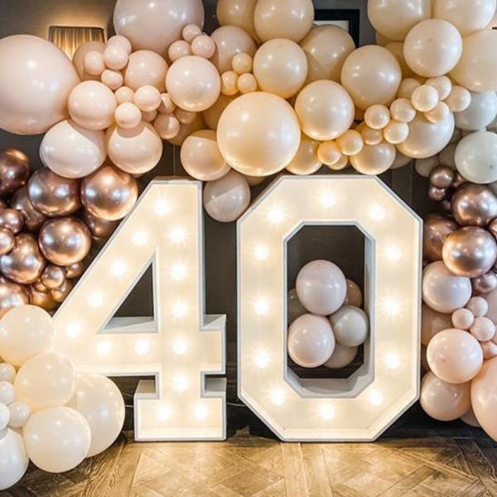 LED 조명 거대한 생일 피규어 숫자 풍선 채우기 상자 첫 번째 생일 파티 장식 웨딩 장식 30 40 50