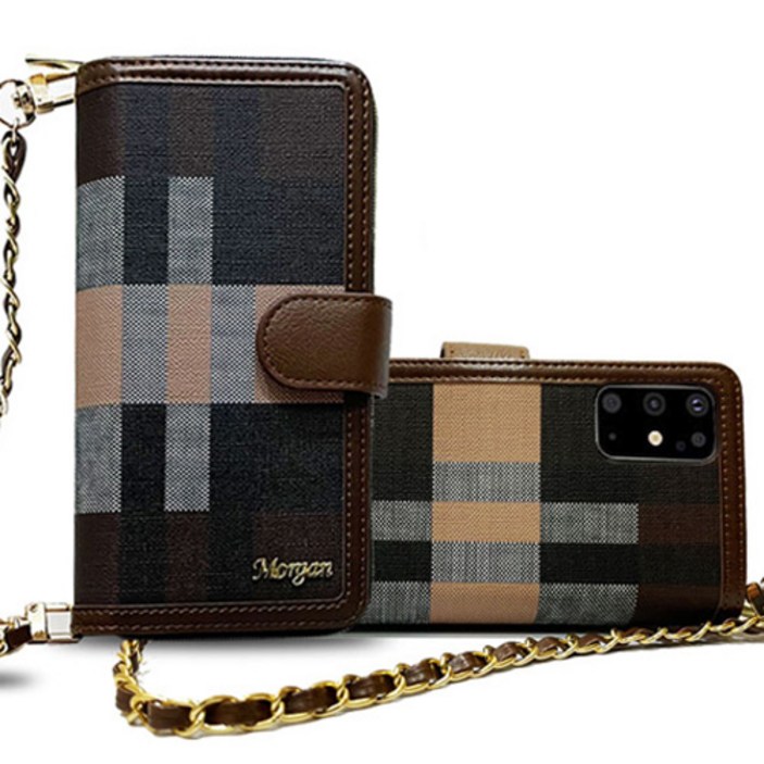 갤럭시 S22플러스 S906 모건 체크 지갑형 지퍼 다이어리 케이스 스트랩 포함