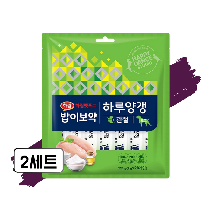 밥이보약 DOG 하루양갱 간식 관절 28p, 2세트, 224g