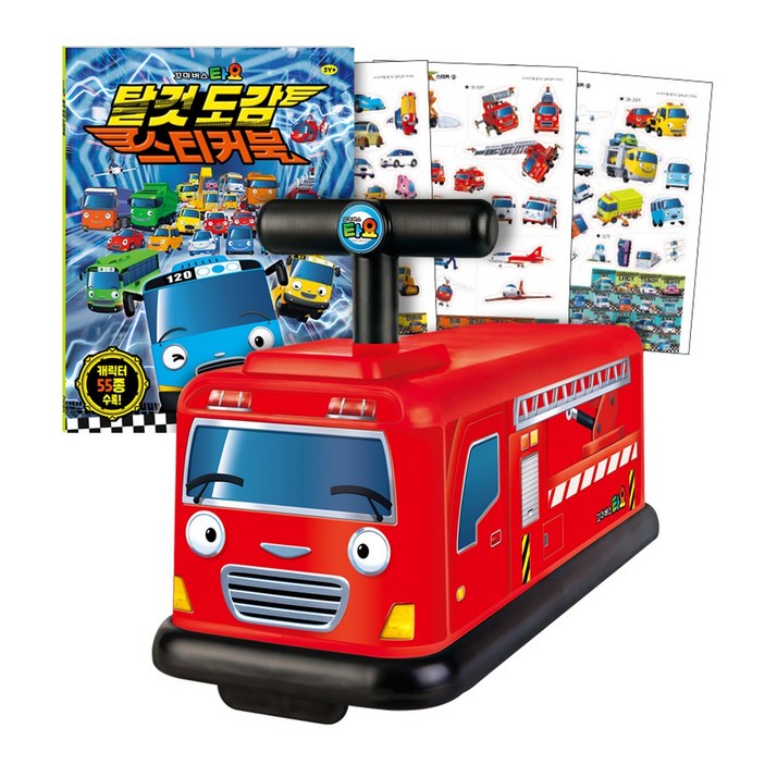 타요 프랭크 클래식 붕붕카  타요 탈것 도감 스티커북 세트 360도 회전 무소음 바퀴, 1세트, 프랭크 붕붕카  탈것 도감 스티커북