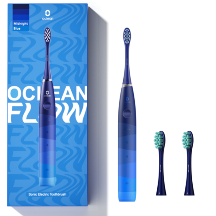 한정특가 31320원오클린 Oclean Flow 음파전동칫솔본체칫솔모 3개 1년 2번만 충전 분당 76000회 IPX7방수, 블루세트, 1개, 블루