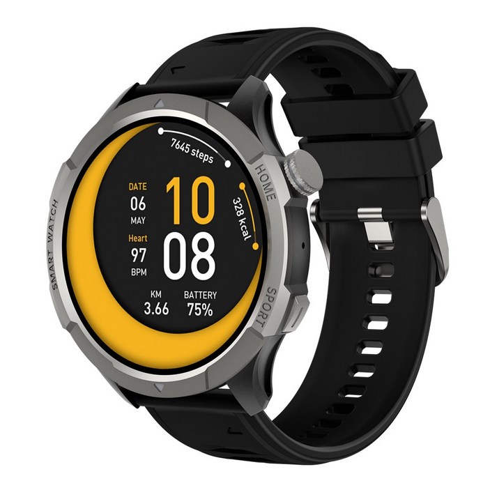 Wapik 블루투스 통화 스마트워치 ST10 1.43인치 아몰레드 고화질 SOS통화 AI운동인식, GPS  블루투스, 3.6cm, 실버