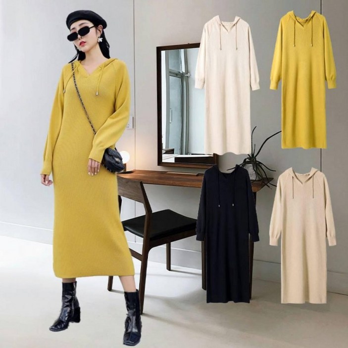 니트 부드러운 따뜻한 후드 단독 레이어드 편안한