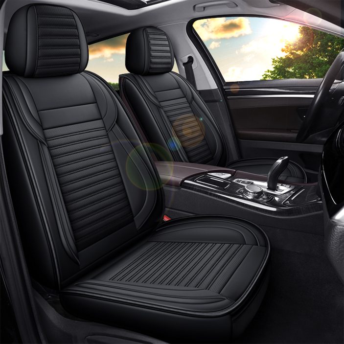 Novaseed 프리미엄 카시트 커버, 대중소형 4도어 승용차, SUV 등, 통기성 좋음미끄럼 방지방수, 사계절 통용, 스포츠 스타일 시트 커버, Black, 2개