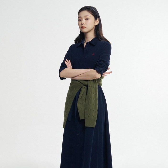 [백화점 정품] 빈폴 레이디스 코듀로이 셔츠 원피스 - 네이비 BF5971C03R