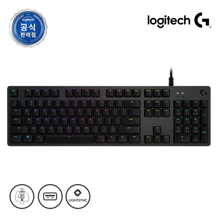 로지텍 기계식 게이밍 유선 일반형 키보드 Y-U0034, 블랙, G512 GX, 청축