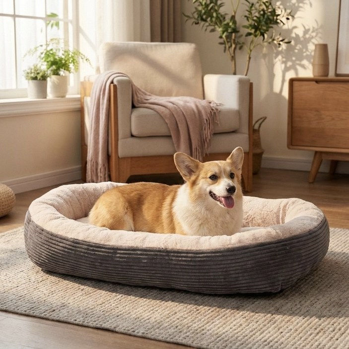 프리픽 통세탁 강아지 마약 방석 푹신한 쿠션 침대, 1개, 그레이