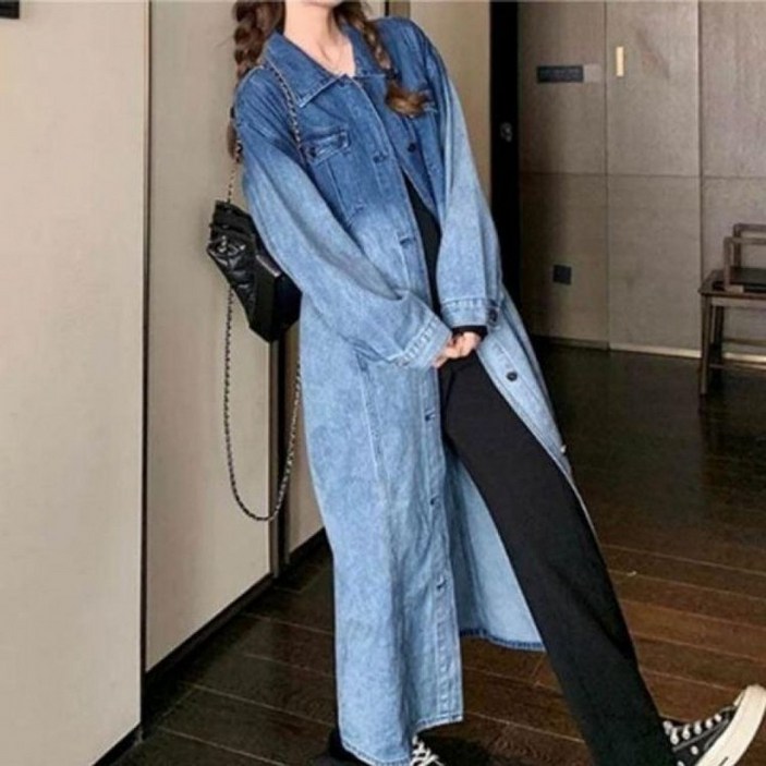 빈티지 데님 원피스 투톤 워싱 벨트 셔츠형 드레스