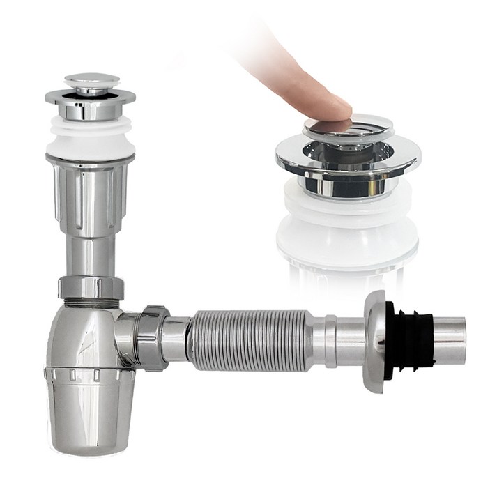 철물마켓 일체형 벽트랩 세면대 배수관 벽 배수 폼업 폽업 트랩, 1개