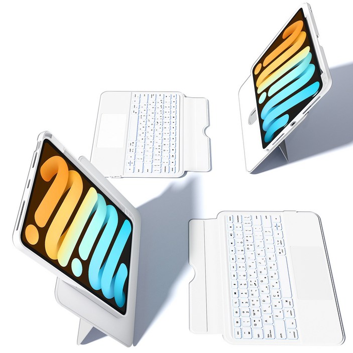 AITEWO 아이패드 분리형 키보드 케이스 매직키보드 360도회전 펜슬 수납 맥세이프 백라이트 프로 2/3/4/5/6/7 세대 에어 10.9 11 12.9 13인치 M2 M3 M4, 화이트, 1개