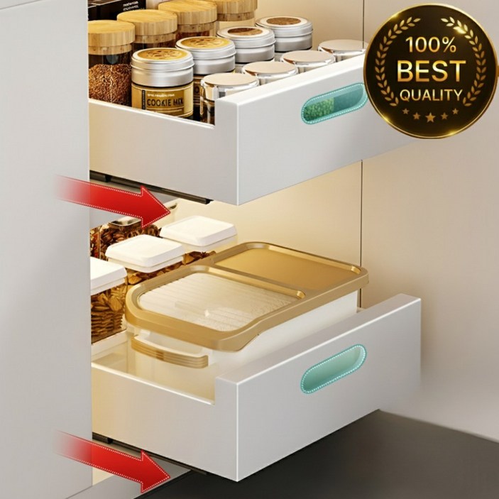 [무타공] 릴플로 슬라이딩 선반 정리함 싱크대 하부장 서랍 레일