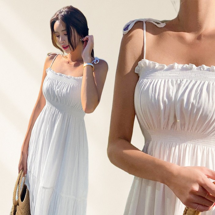 44~77자체제작 비키비키 소이 원피스 롱 비치원피스 여름 바캉스 휴양지 스모크밴딩 여성 여자 빅사이즈 비치웨어