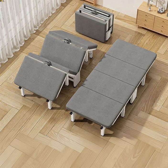 SeekFun 접이식 침대  4단 접이 무설치 낮잠 간이 침대 휴대 편리 그레이 60/70/80cm