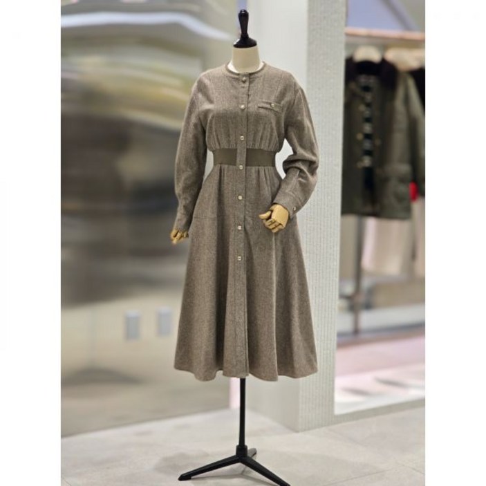 백화점 ZOOC 단추포인트 라운드넥 A라인 원피스 Z244PSE016 아울렛