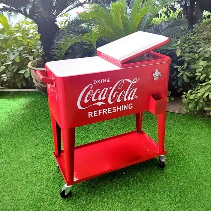 코카콜라 아이스박스 이동식 냉장고 아이스쿨러 빨강 대용량 글램핑장 테이블