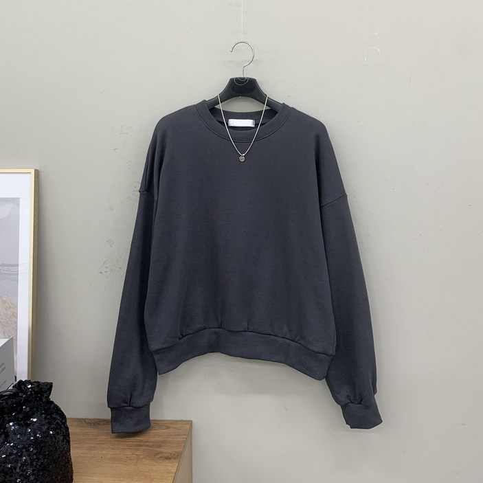 [행복여] 앤드 3단 쭈리면 탄탄 레귤러핏 기본 맨투맨 티셔츠