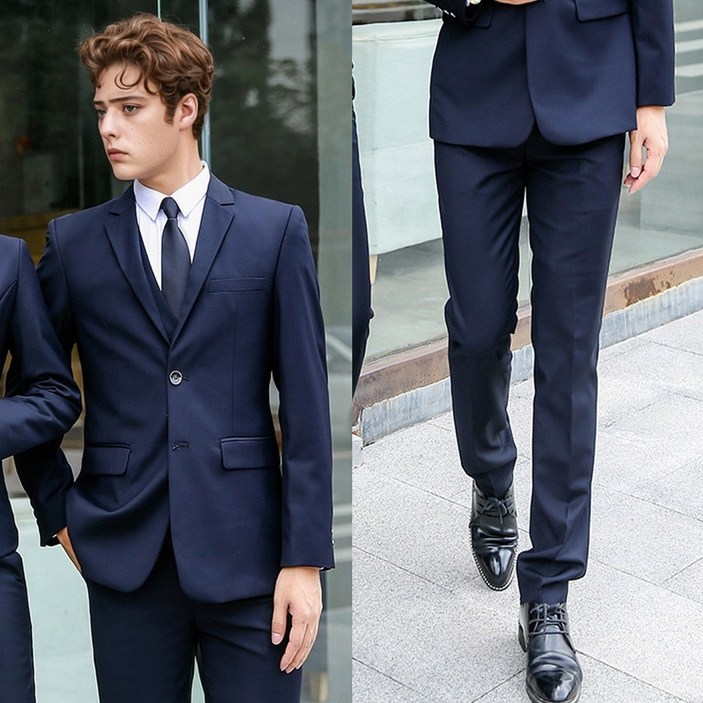 (대여)네이비 남자 캐주얼 긴팔 면접정장 세트