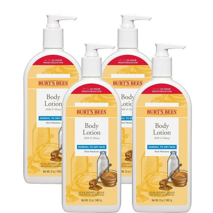 Burts Bees 밀크 허니 바디 로션 340g x4개 for Dry Skin