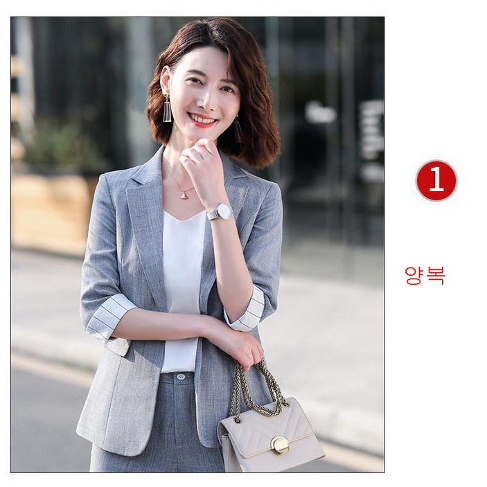 미디엄 슬리브 정장세트 여 봄여름신상 패션감각형 정장상의 nvxifu