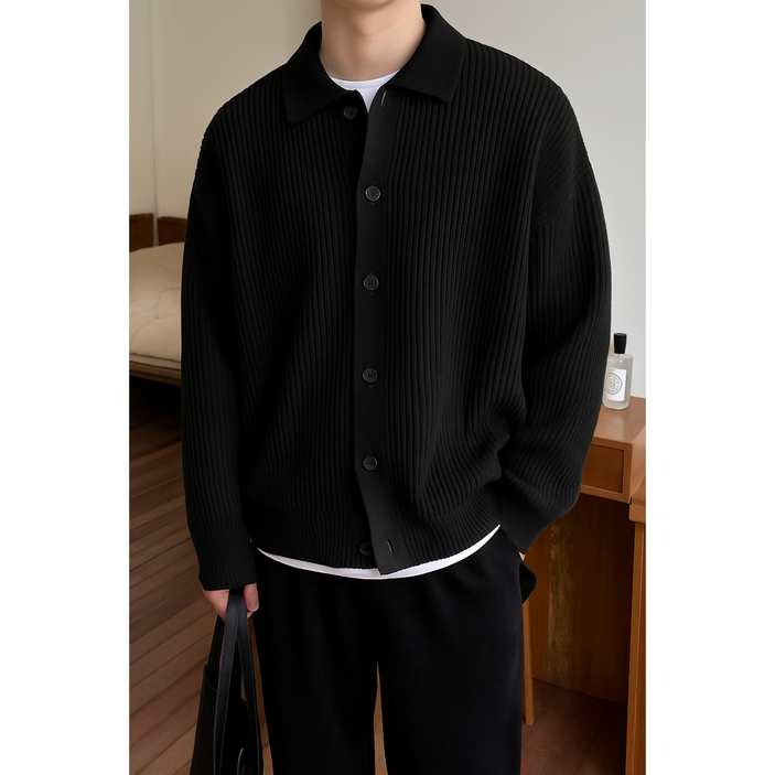 WINNS 남자 오버핏 가디건 워셔블 카라 니트가디건