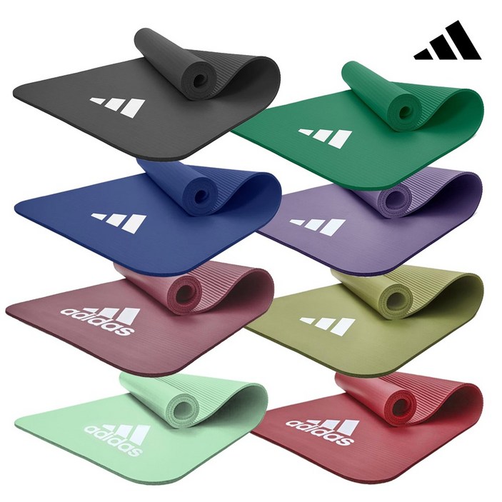 아디다스 NBR 요가매트 7mm 피트니스 두꺼운 푹신한 헬스 운동, 그레이, 1개