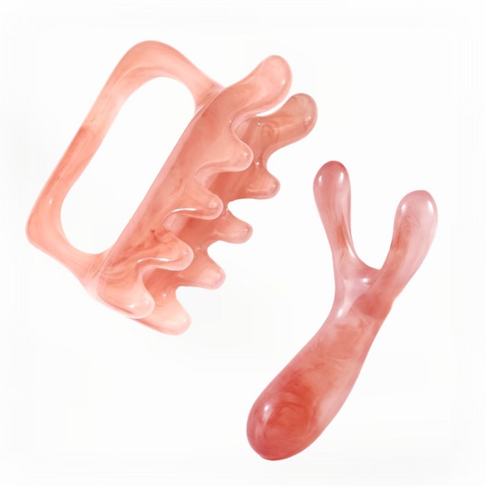 브리프 두피 수지 다이어트 승모근 괄사 세트, 로즈쿼츠, 1세트