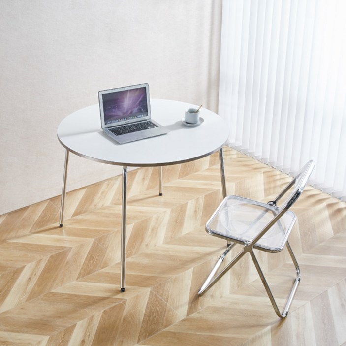 나인홈 프롬 모던 테이블 미드센추리 실버 엣지 다이닝 원형식탁