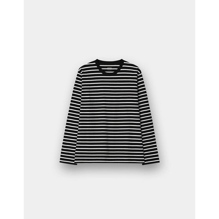 [지오다노]NEW 여자 베이직 스트라이프 라운드넥 긴팔 티셔츠05355913