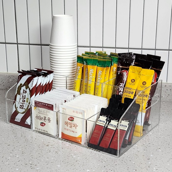 투더 탕비실 정리함 아크릴 보관케이스 7칸, 1개, 투명