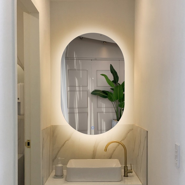 사는잼 LED 타원형 거울 간접 조명거울 인테리어 욕실 화장대거울 방습기능 KS인증 600x800