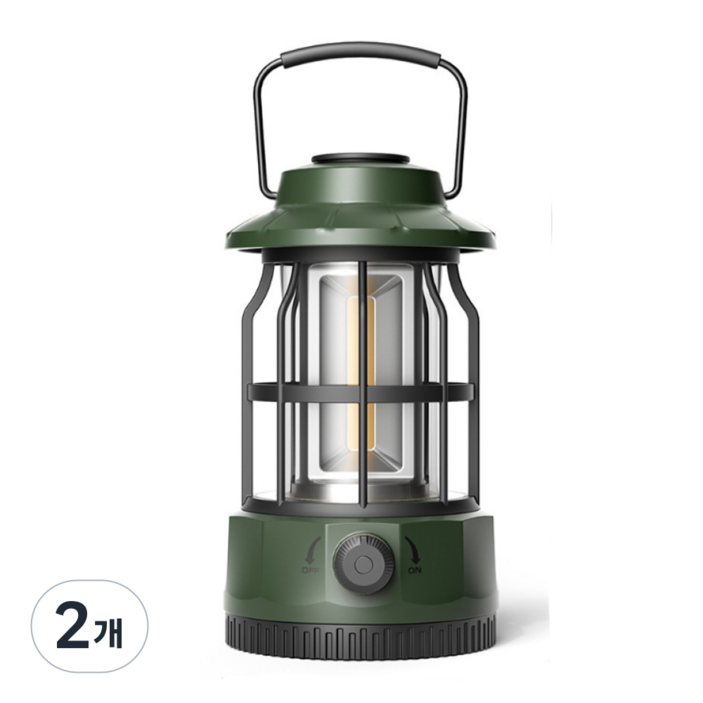 타닥 로이스토 캠핑 랜턴 IPX4등급 방수 밝기조절 4 Color 감성 LED 조명, 2개, 올리브그린S