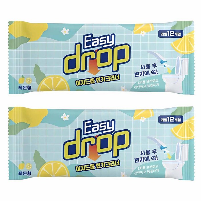 이지드롭 일회용 변기크리너 뉴 레몬향, 2개 이지드롭 일회용 변기크리너 뉴 레몬향, 2개