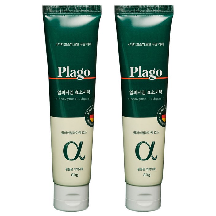 플라고 반려동물 알파자임 효소 치약, 80g, 2개