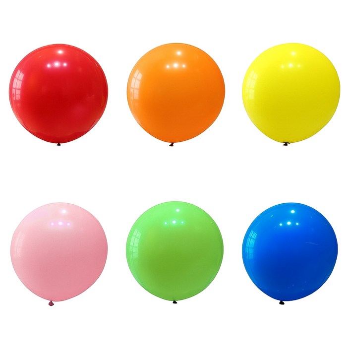 코히모 초대형 라운드 풍선 6종 세트 90cm 5W0443, 1세트, 레드오렌지옐로우핑크그린블루