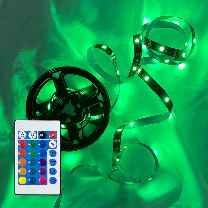 붙이는 LED 인테리어 줄조명 1m  리모컨 세트